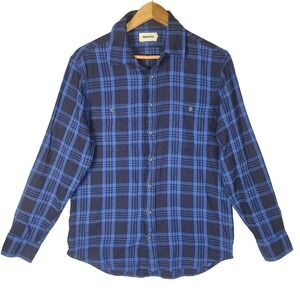 Taylor Stitch The Utility Shirt Men's 40 M Rinsed Indigo Plaid Organic Cotton